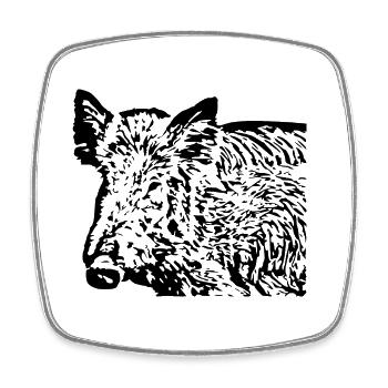 Sanglier Sanglier Porc Truie Cochon - Magnet carré - blanc - Devant