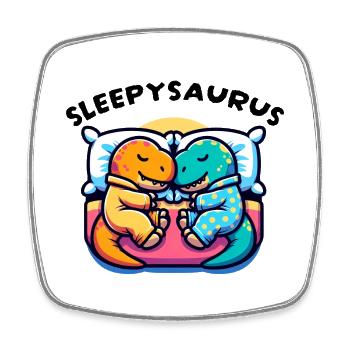Sleepysaurus Official Sleep Outfit Sleep Shirt - Square fridge magnet - white - Front