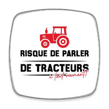 Risque de parler de tracteurs à tout moment - Magnet carré - blanc - Devant
