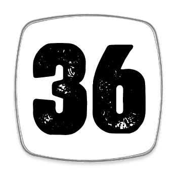 36 Number jersey - Square fridge magnet - white - Front