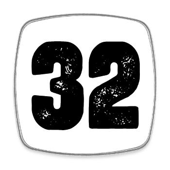 32 number jersey - Square fridge magnet - white - Front