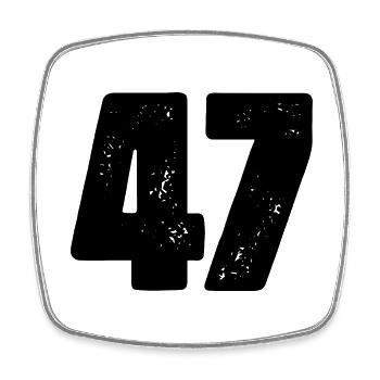 Maillot numéro 47 - Magnet carré - blanc - Devant