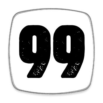 99 Number jersey - Square fridge magnet - white - Front