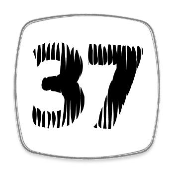 Maillot numéro 37 - Magnet carré - blanc - Devant