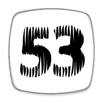 Maillot à 53 numéros - Magnet carré - blanc - Devant