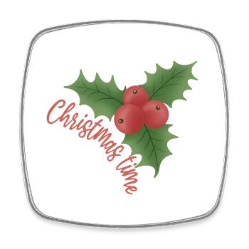Christmas time - Mistelzweig mit roten Beeren - Viereckiger Kühlschrankmagnet - Weiß - Vorne