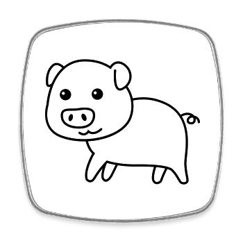 Pig Comic Animal - Square fridge magnet - white - Front