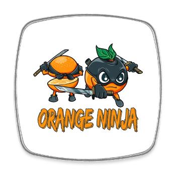 Orange Ninja Frucht Früchte Orangensaft - Viereckiger Kühlschrankmagnet - Weiß - Vorne