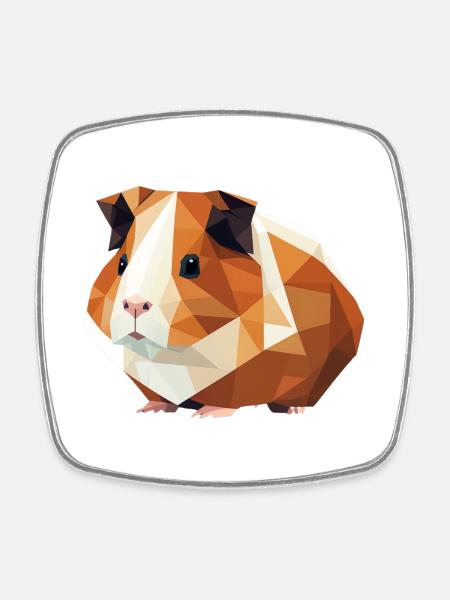 Meerschweinchen Origami Geometrisch - Viereckiger Kühlschrankmagnet - Weiß