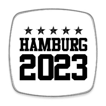 Hamburg 2023 - Viereckiger Kühlschrankmagnet - Weiß - Vorne