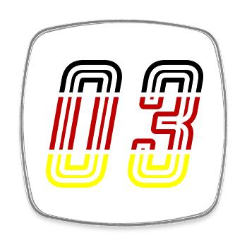 3 Zahl symbol Germany - Viereckiger Kühlschrankmagnet - Weiß - Vorne