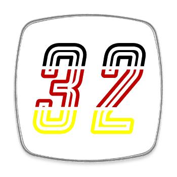 32 Symbole numérique Allemagne - Magnet carré - blanc - Devant