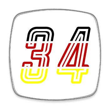 34 Symbole numérique Allemagne - Magnet carré - blanc - Devant