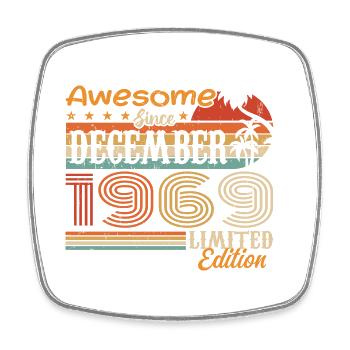 Retro Vintage Legendary Birthday December 1969 - Square fridge magnet - white - Front