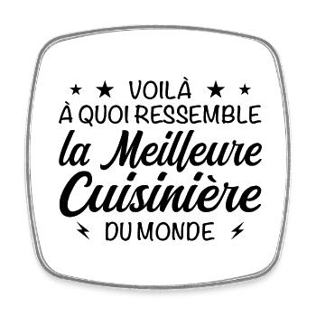 Meilleure cuisinière au monde - Idée cadeau - Magnet carré - blanc - Devant