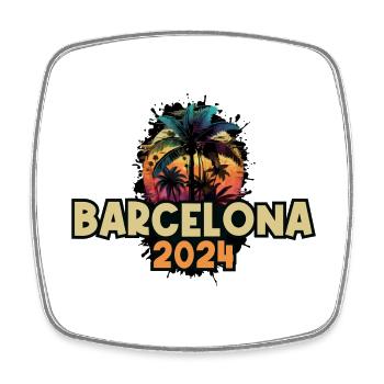 Barcelona 2024 Urlaub Spruch - Viereckiger Kühlschrankmagnet - Weiß - Vorne