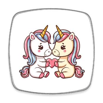 Unicorn Couple In Love Animal Valentine's Day - Square fridge magnet - white - Front