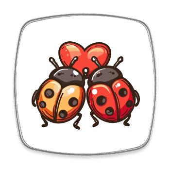 Ladybug Love Couple Cute Happiness - Square fridge magnet - white - Front