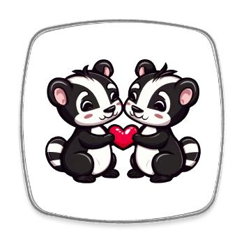 Skunk Couple Amour Couple Amoureux - Magnet carré - blanc - Devant