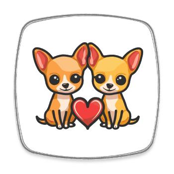 Chihuahua Chiens Couple Amour Couple Amoureux - Magnet carré - blanc - Devant