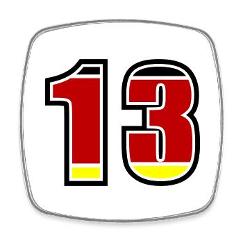 13 Numéro Allemagne Jersey - Magnet carré - blanc - Devant