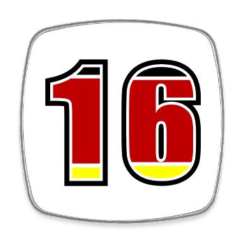 16 Nummer Deutschland Trikot - Viereckiger Kühlschrankmagnet - Weiß - Vorne
