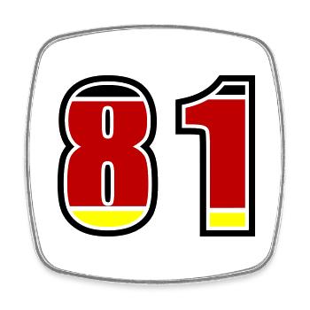 81 Number Germany Jersey - Square fridge magnet - white - Front