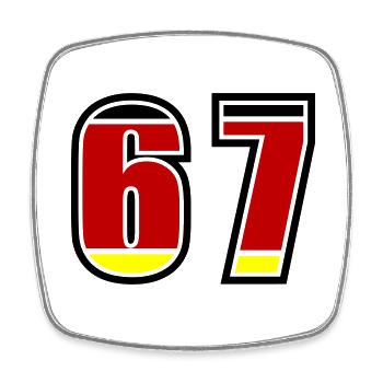 67 Nummer Deutschland Trikot - Viereckiger Kühlschrankmagnet - Weiß - Vorne