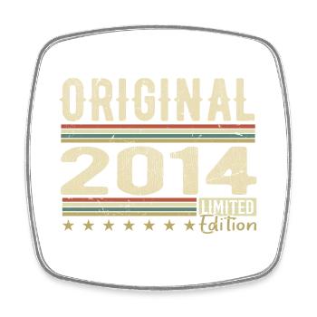 Original 2014 - Retro Birthday Gift 2014 - Square fridge magnet - white - Front