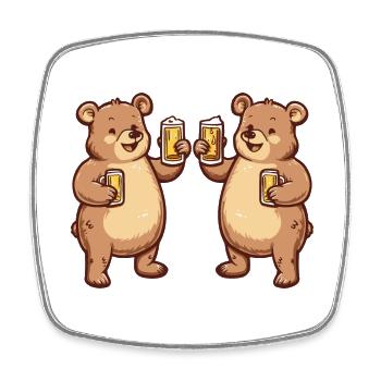 Bear Comic Beer Funny Booze - Square fridge magnet - white - Front