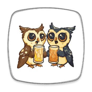 Owl Beer Funny Booze - Square fridge magnet - white - Front