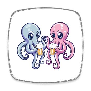 Octopus Beer Funny Booze - Square fridge magnet - white - Front