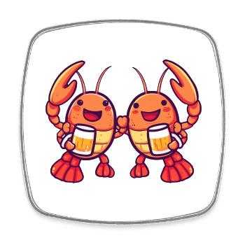 Homard Cancer Bière Fête Drôle - Magnet carré - blanc - Devant