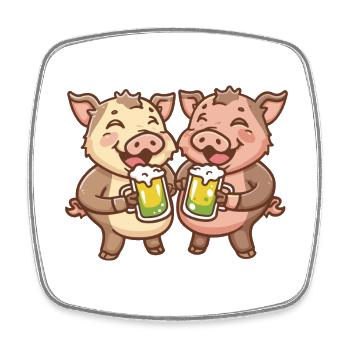 Pig Beer Wild Boar - Square fridge magnet - white - Front