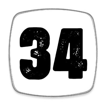 Maillot à 34 numéros - Magnet carré - blanc - Devant