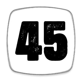 45 number jersey - Square fridge magnet - white - Front