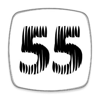 55 number jersey - Square fridge magnet - white - Front