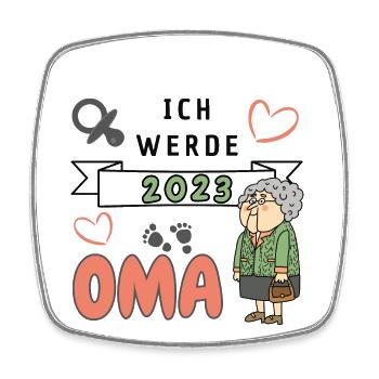 Ich werde 2023 Oma - Viereckiger Kühlschrankmagnet - Weiß - Vorne