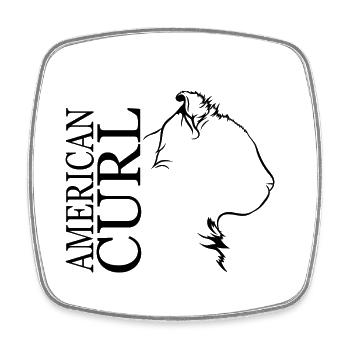 American Curl Profile Cat Cat Wilsigns - Square fridge magnet - white - Front