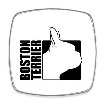 Boston Terrier Profile Dog Dogs Wilsigns - Square fridge magnet - white - Front