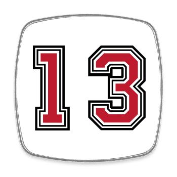 13 symboles numériques - Magnet carré - blanc - Devant