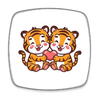 Tiger Comic Couple Love - Square fridge magnet - white - Front