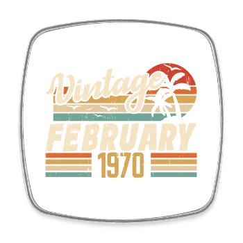 Jahrgang Geboren Februar 1970 Geschenk zum 54. Geburtstag - Viereckiger Kühlschrankmagnet - Weiß - Vorne