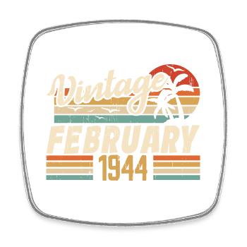 Millésime Né Février 1944 Cadeau 80e Anniversaire - Magnet carré - blanc - Devant