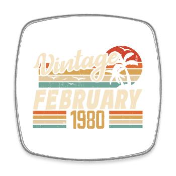 Millésime Né Février 1980 Cadeau 44e Anniversaire - Magnet carré - blanc - Devant