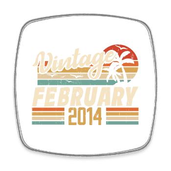 Vintage Born February 2014 39th Birthday Gift - Square fridge magnet - white - Front
