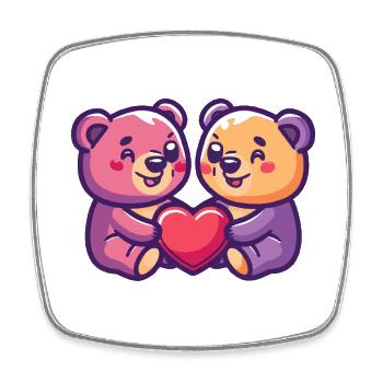 Bear Couple Love Couple In Love - Square fridge magnet - white - Front