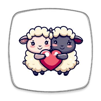 Sheep Couple Love Couple In Love - Square fridge magnet - white - Front