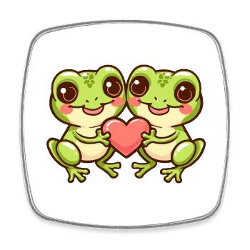 Grenouille Couple Amour Couple Amoureux - Magnet carré - blanc - Devant