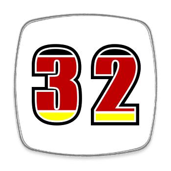 32 Numéro Allemagne Jersey - Magnet carré - blanc - Devant